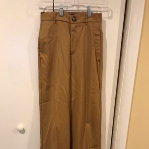 High waisted, wide leg khaki trousers
